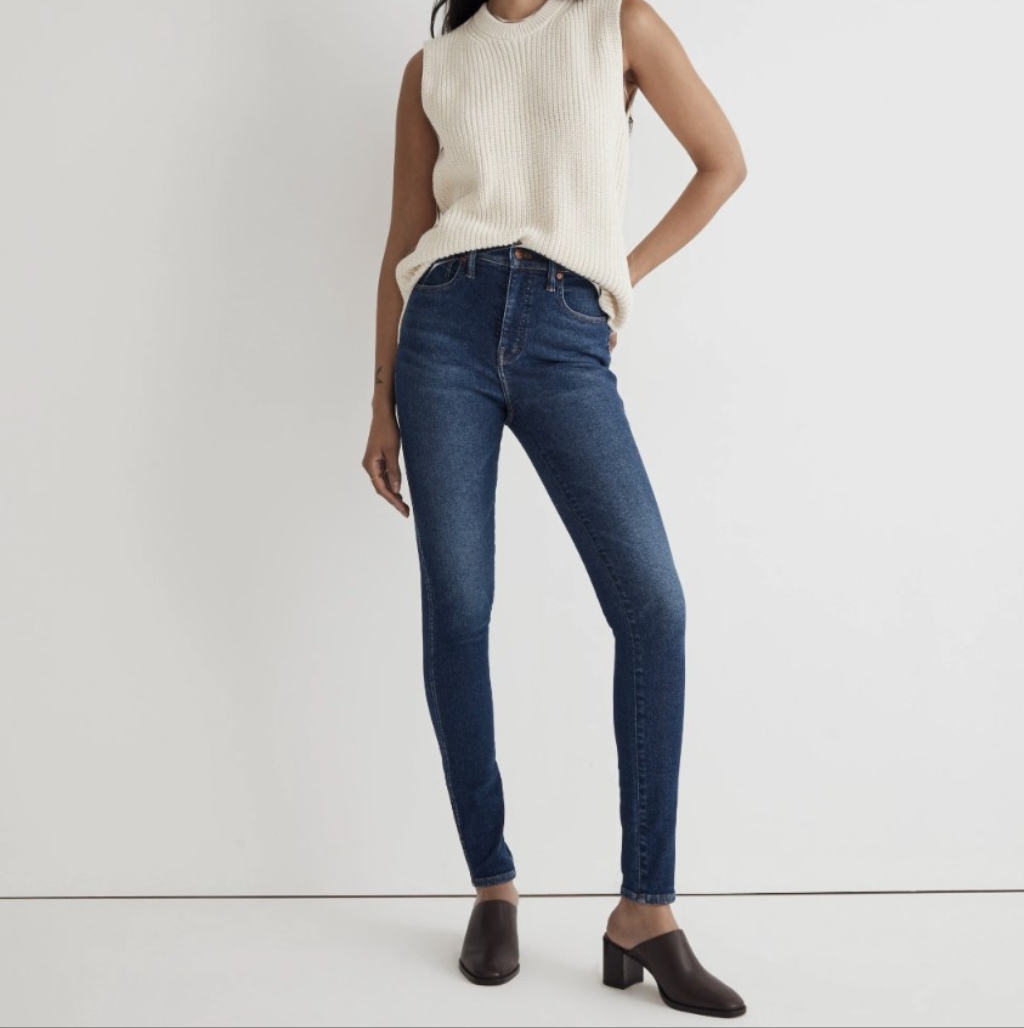 Madewell Slim Skinny Jeans High Rise Dark Blue Denim